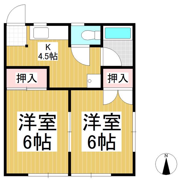 サニーハイツK(2K/1階)の間取り写真