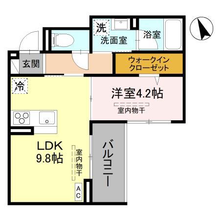 TORISIAS 東城南 B B(1LDK/2階)の間取り写真