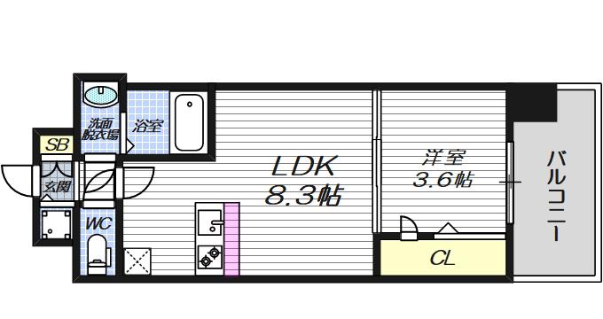 スワンズシティ大阪エスクレア(1LDK/11階)の間取り写真