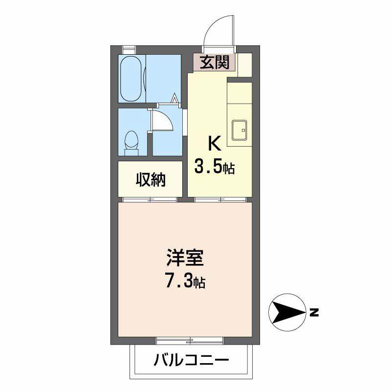 セフィラSSK A棟(1K/2階)の間取り写真