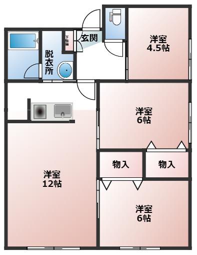 グリーンハイム(3LDK/1階)の間取り写真