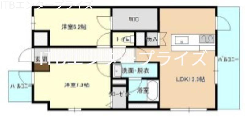 AMUSE千歳(2LDK/7階)の間取り写真