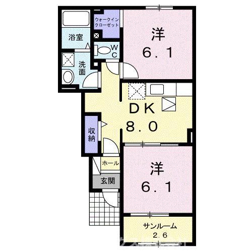サンリットタウン日高III(2DK/1階)の間取り写真