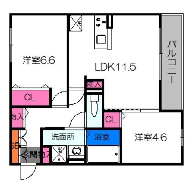 ランビエンス雅(2LDK/3階)の間取り写真