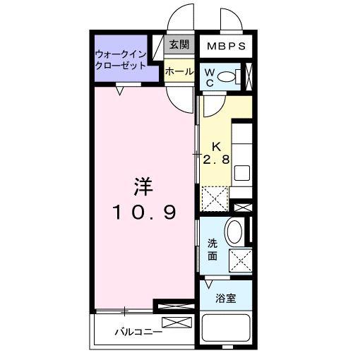 サザン ガーデン(1K/2階)の間取り写真