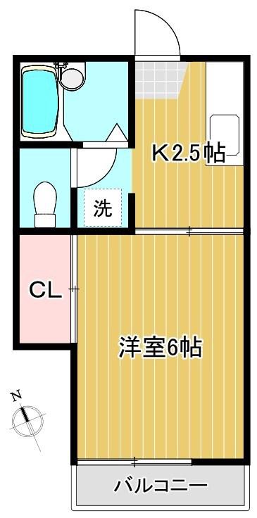 ハイム大橋(1K/1階)の間取り写真