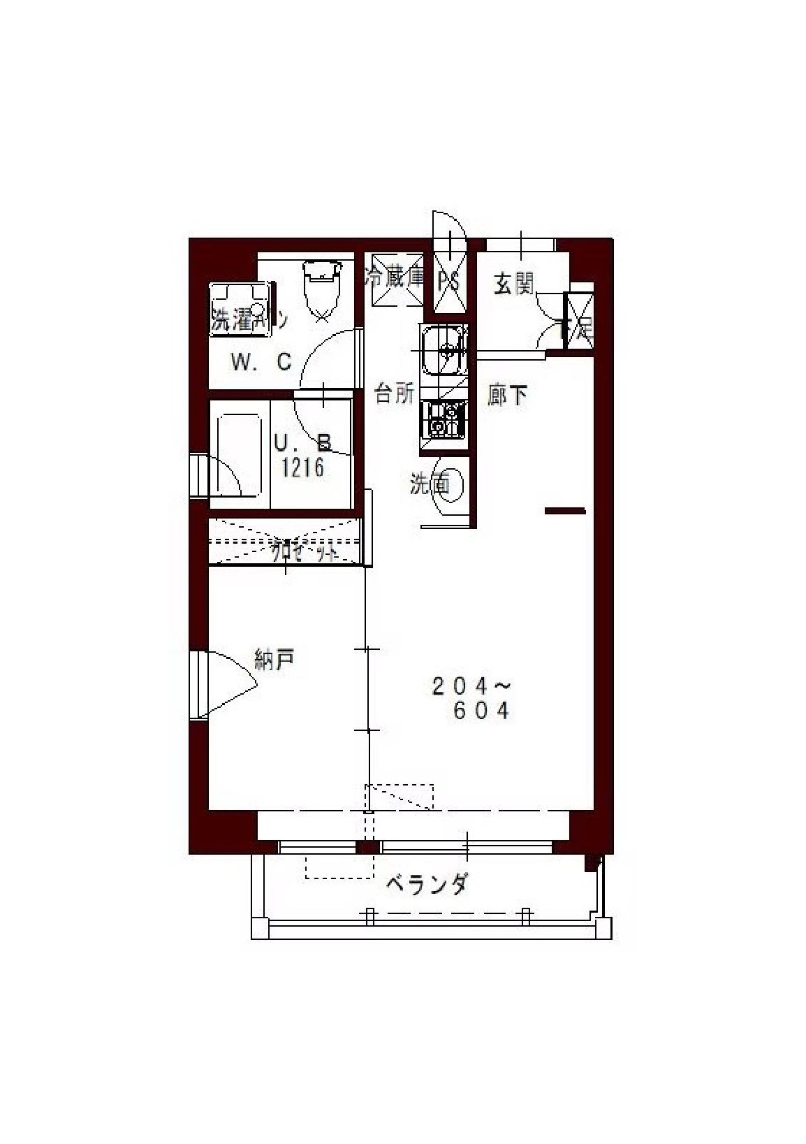 コリドール ベルエア(1LDK/4階)の間取り写真