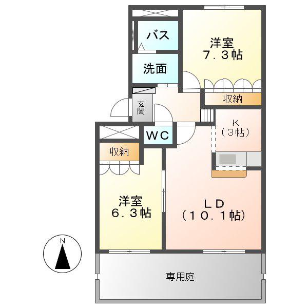 PLANT DOR(2LDK/1階)の間取り写真