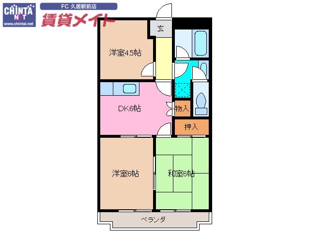 ダイヤマンションC(3DK/2階)の間取り写真