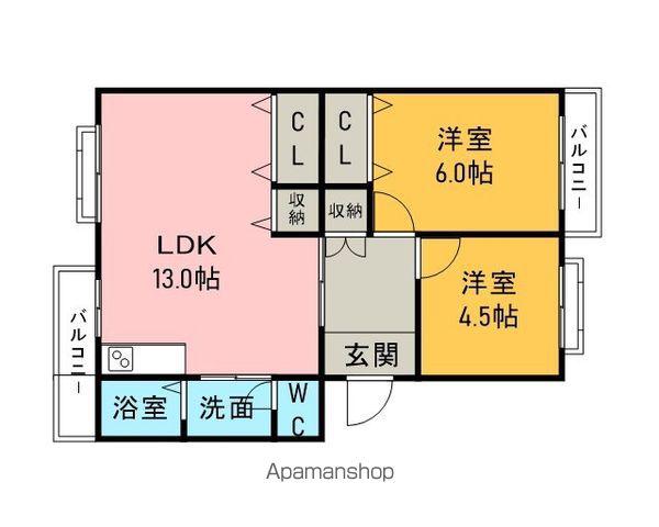 パストラル板倉A(2LDK/2階)の間取り写真