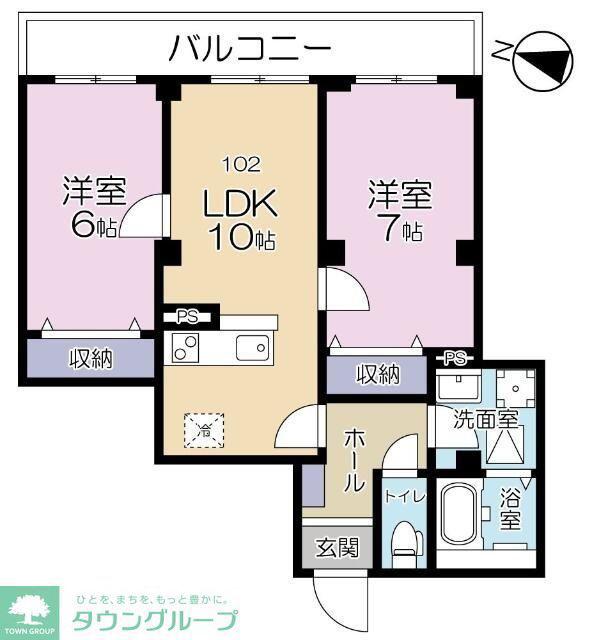 A.FLAT II(2LDK/1階)の間取り写真