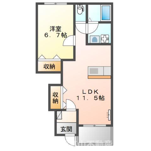 SLOWHAND参番館(1LDK/1階)の間取り写真