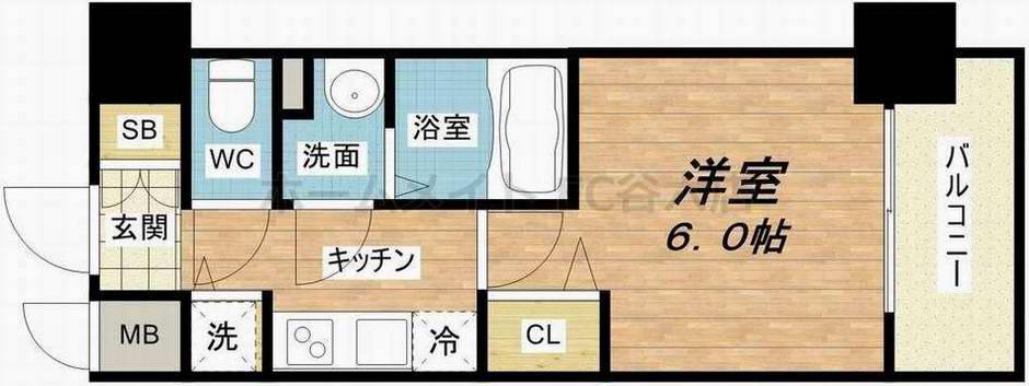 スワンズシティ大阪城ノース(1K/5階)の間取り写真