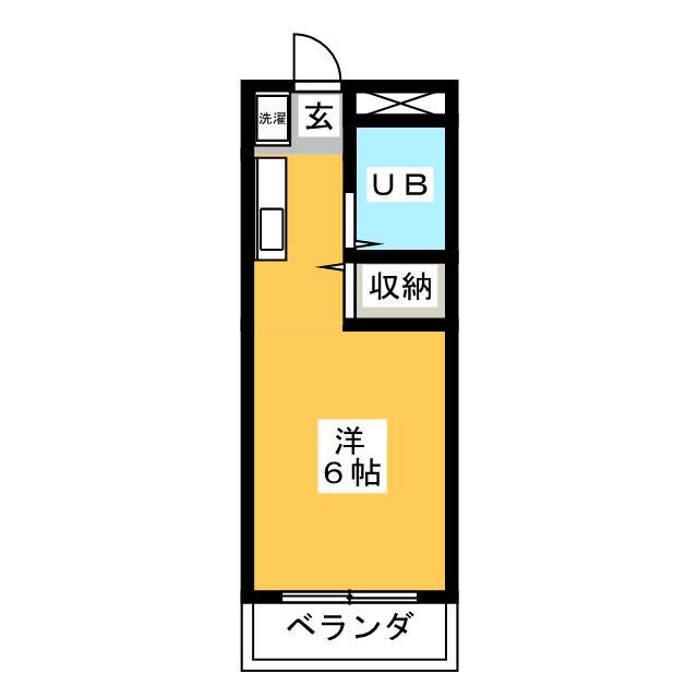 双葉ハイツ(ワンルーム/1階)の間取り写真