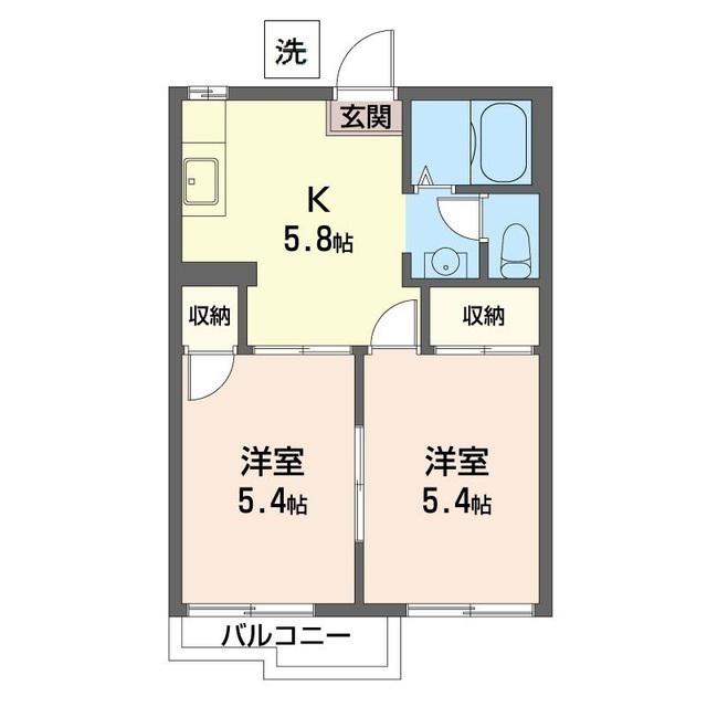 エントピア上峰(2K/2階)の間取り写真