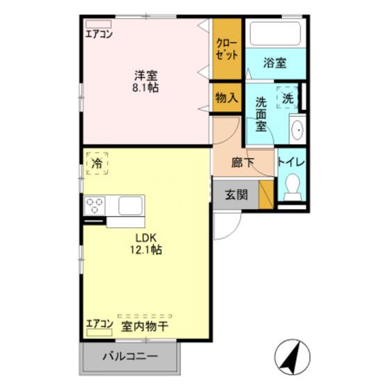 グランジェ II(1LDK/2階)の間取り写真
