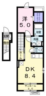NEO CITY庭瀬(1LDK/2階)の間取り写真
