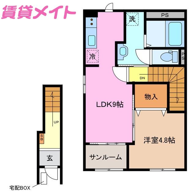 筒尾4丁目アパート(1LDK/2階)の間取り写真