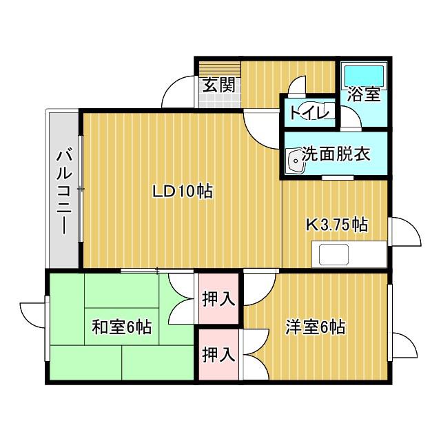 イースト・ヴィレッジ615(2LDK/2階)の間取り写真
