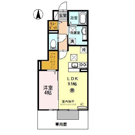 あーばんはいつ神前II(1LDK/1階)の間取り写真