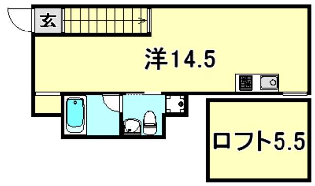 下三条町ソラノマ(ワンルーム/2階)の間取り写真