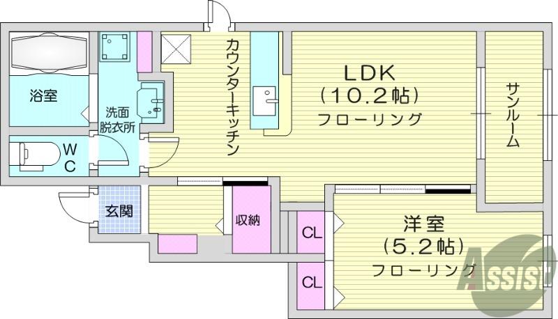 レジデンス青葉(1LDK/1階)の間取り写真