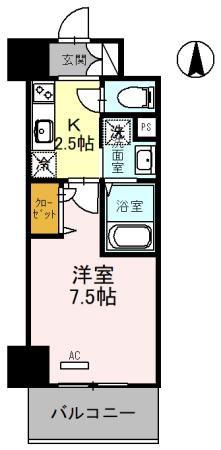 レリーフ南塚口(1K/4階)の間取り写真