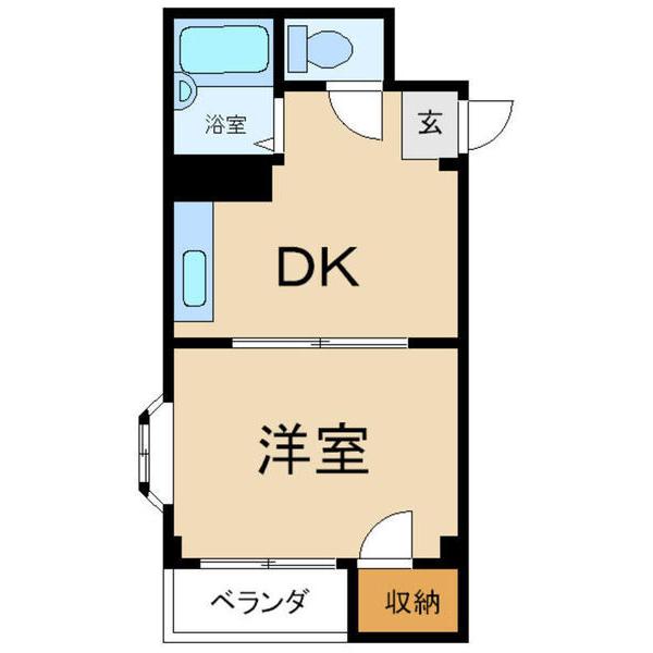 ノーブル萱島(1DK/3階)の間取り写真