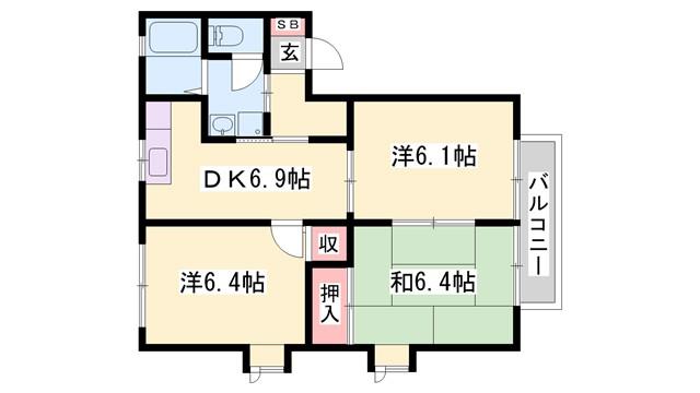 ハローヴィレッジ(3DK/2階)の間取り写真