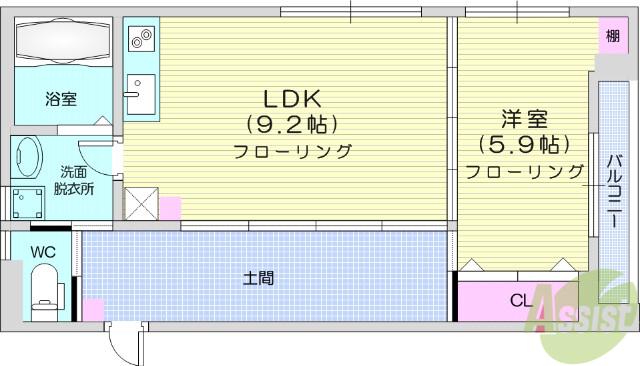 フラッツ310ビル(1LDK/4階)の間取り写真