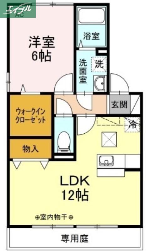 ルミエールB棟(1LDK/1階)の間取り写真
