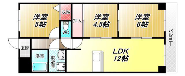 ルモンドオサカベ(3LDK/2階)の間取り写真