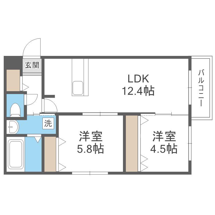 TOMISIA(2LDK/4階)の間取り写真
