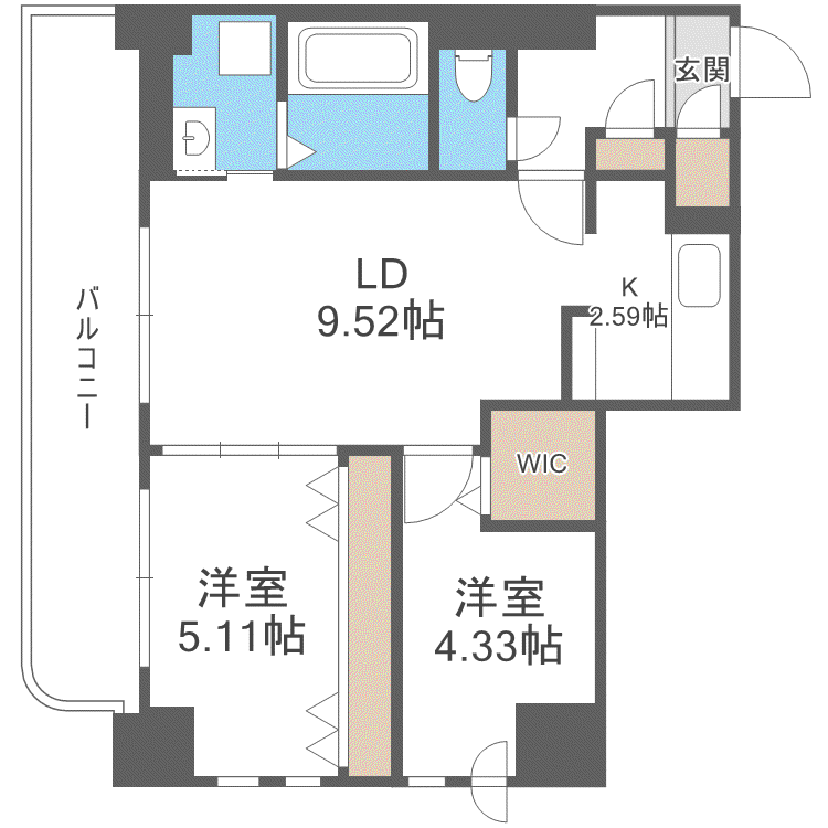 BPRレジデンス琴似(2LDK/7階)の間取り写真