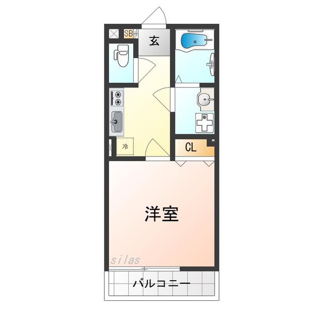 ALEGRIA泉佐野鶴原サウス(1K/3階)の間取り写真