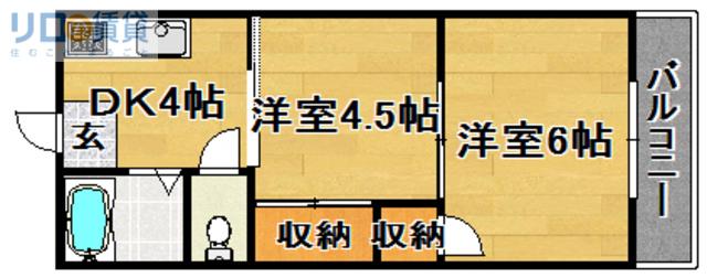 ハイツ寿(2DK/4階)の間取り写真