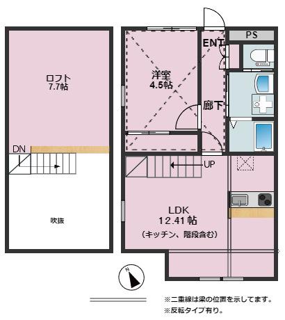 ハナブキ壱番館(1LDK/1階)の間取り写真