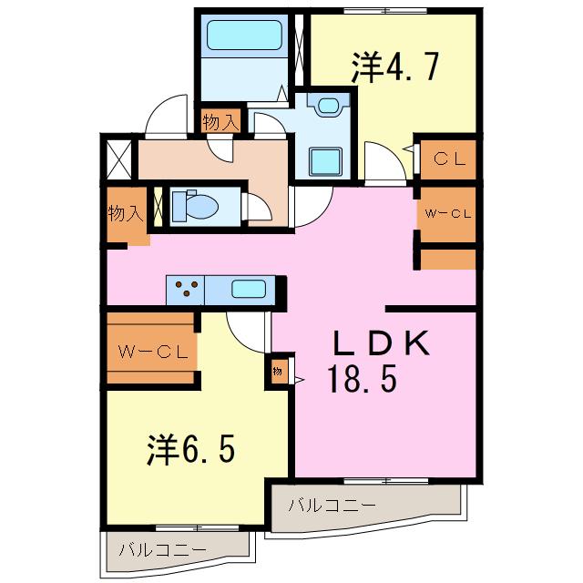 ドミール半僧坊(2LDK/4階)の間取り写真