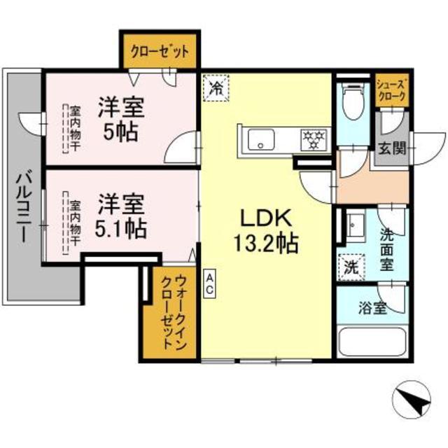 サン・クレール(2LDK/1階)の間取り写真