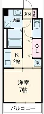シャンベルジュKT(1K/6階)の間取り写真