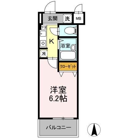 ロイヤル武蔵野(1K/5階)の間取り写真