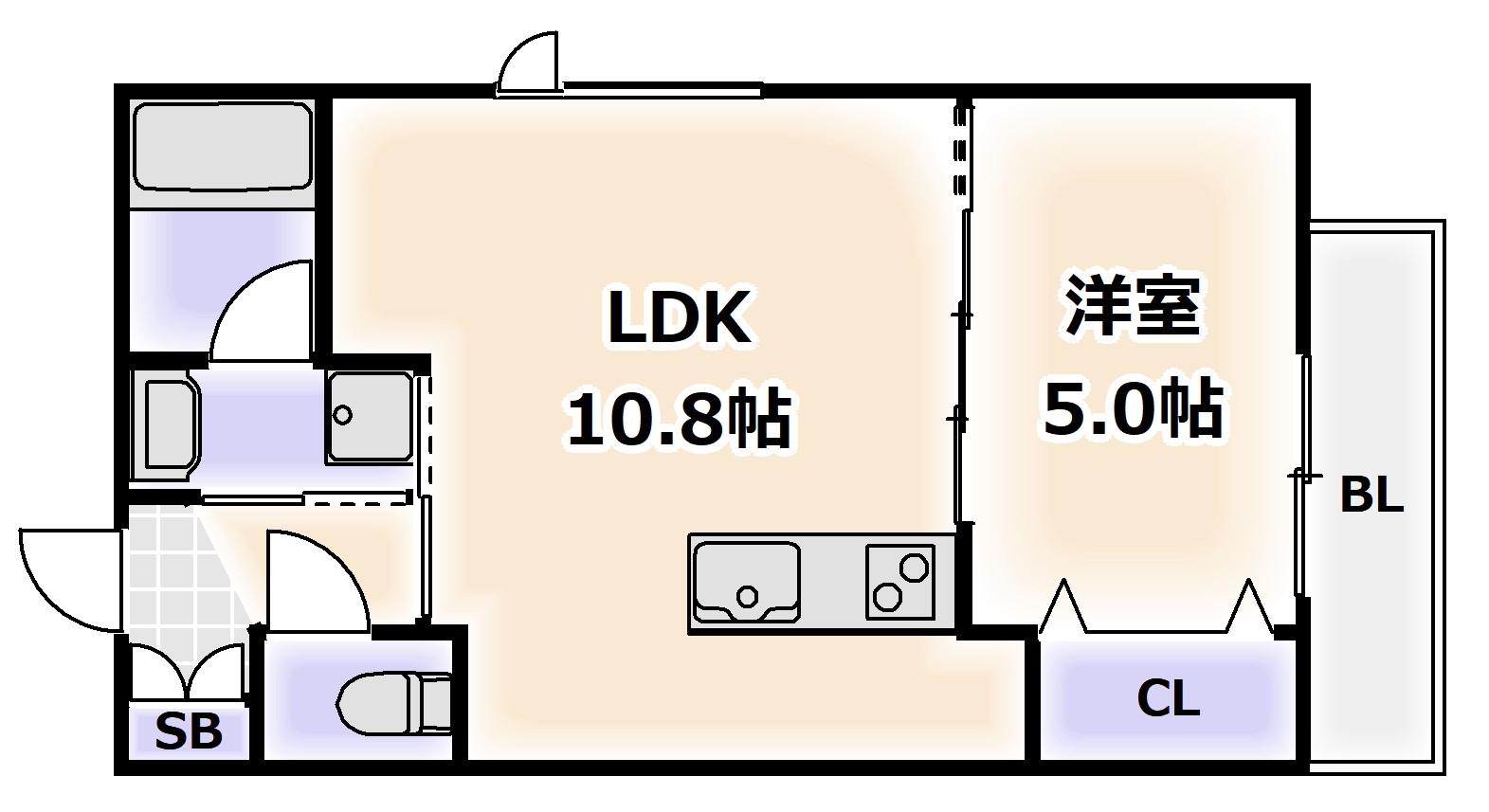 ESTAGEO北田辺(1LDK/2階)の間取り写真