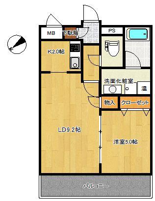 レガーロ旭町(1LDK/1階)の間取り写真