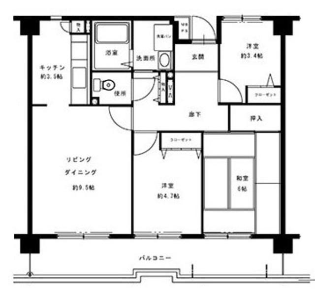 井吹東シティコート(3LDK/2階)の間取り写真