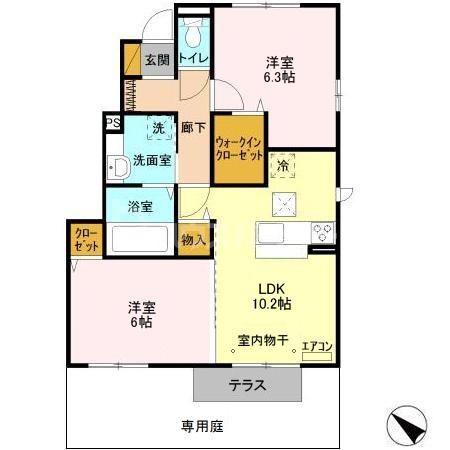 タウンコート(2LDK/1階)の間取り写真