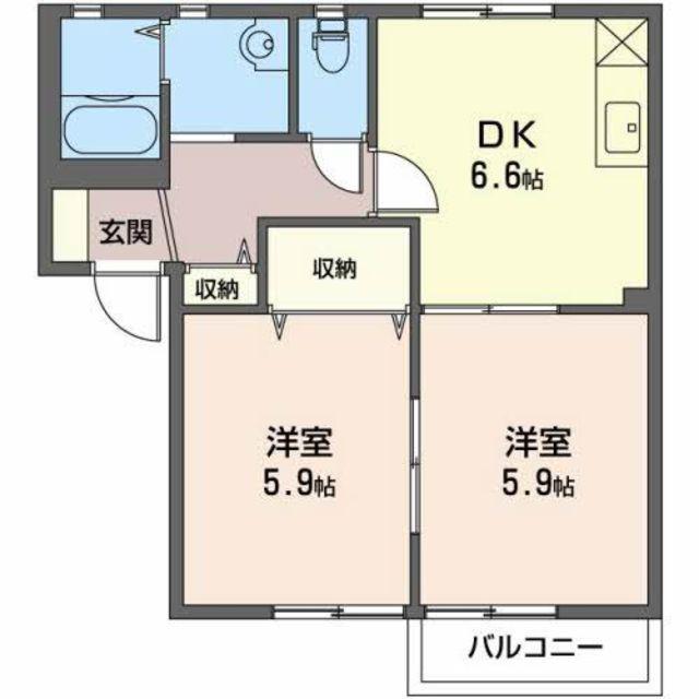 ヴィラセレッソ(2DK/1階)の間取り写真