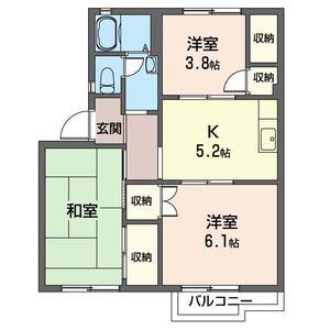 パークサイドハウス(3K/1階)の間取り写真