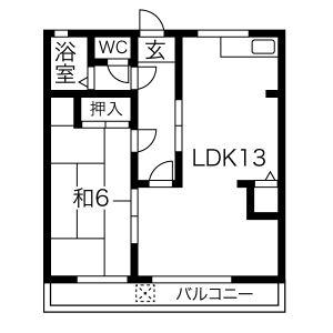 エトワールハイツ豊川(1LDK/1階)の間取り写真