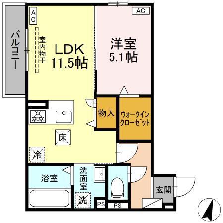 プルミエール今之浦(1LDK/2階)の間取り写真