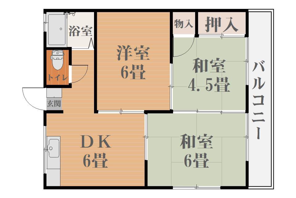 むらさきスカイコーポ(3DK/1階)の間取り写真